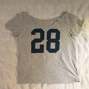 Gray T-Shirt with Navy Number 28